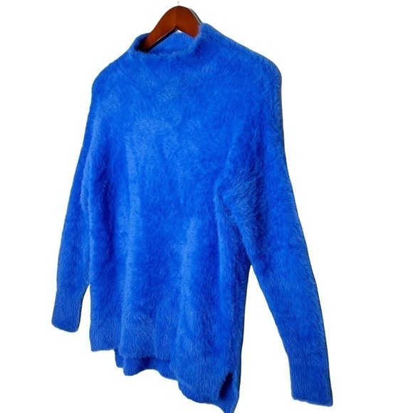 FOR THE REPUBLIC COBALT Blue Fuzzy Mock Neck Sweater Size Small - Picture 5 of 14